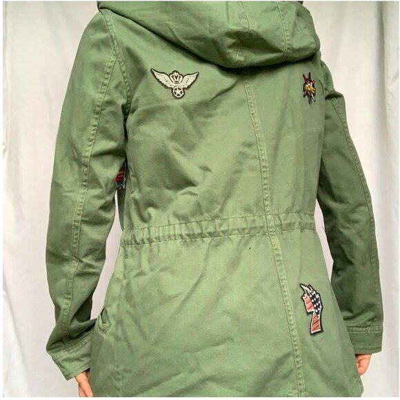 Size M Bagatelle Olive Patch Field Jacket Drawstring Hooded‎ Pockets Nordstrom - Picture 12 of 15